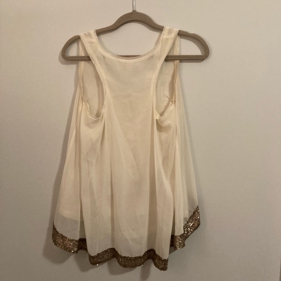 Women’s White/Cream Coloured, Flowey Tank Top with Sequin Trim, Size Small - Picture 2 of 3